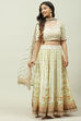 Cream Art Silk Lehenga Set image number 0