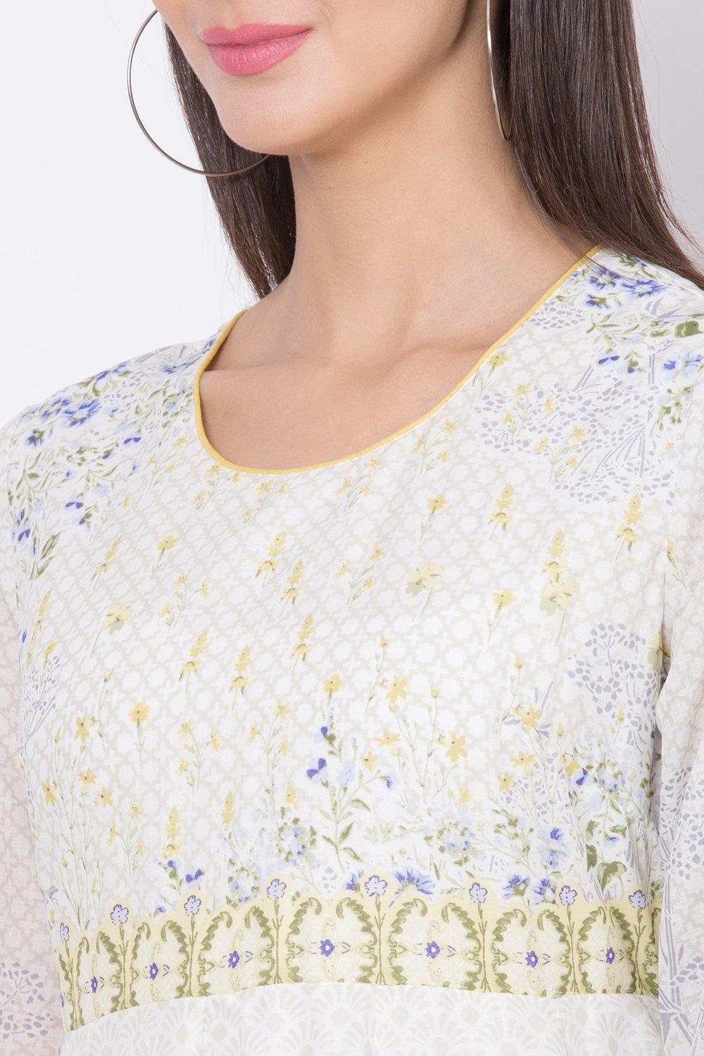 Off White Straight Kurta Churidar Suit Set image number 1