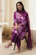 Berry Purple Cotton Straight Suit Set