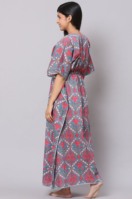 Grey Straight Poly Viscose Printed Sleepwear image number 4