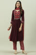 Jade Green Rayon A-Line Kurta Slim Pant Suit Set image number 5