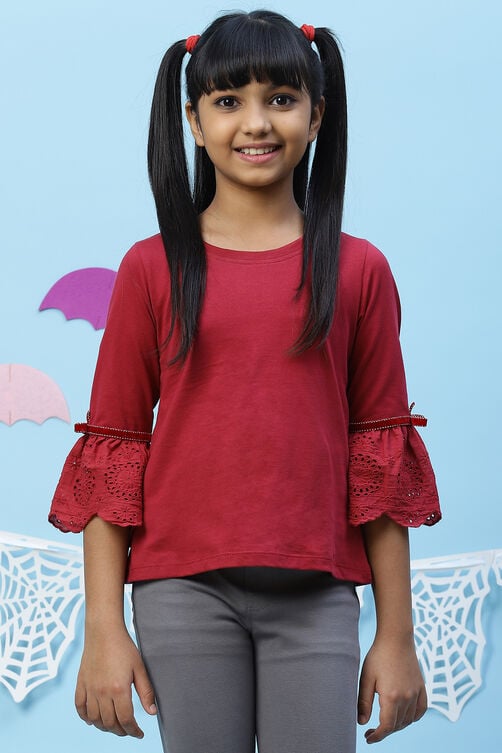 Cherry Red Straight Cotton Top image number 2