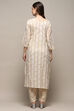 Off White Cotton Unstitched Suit set image number 6