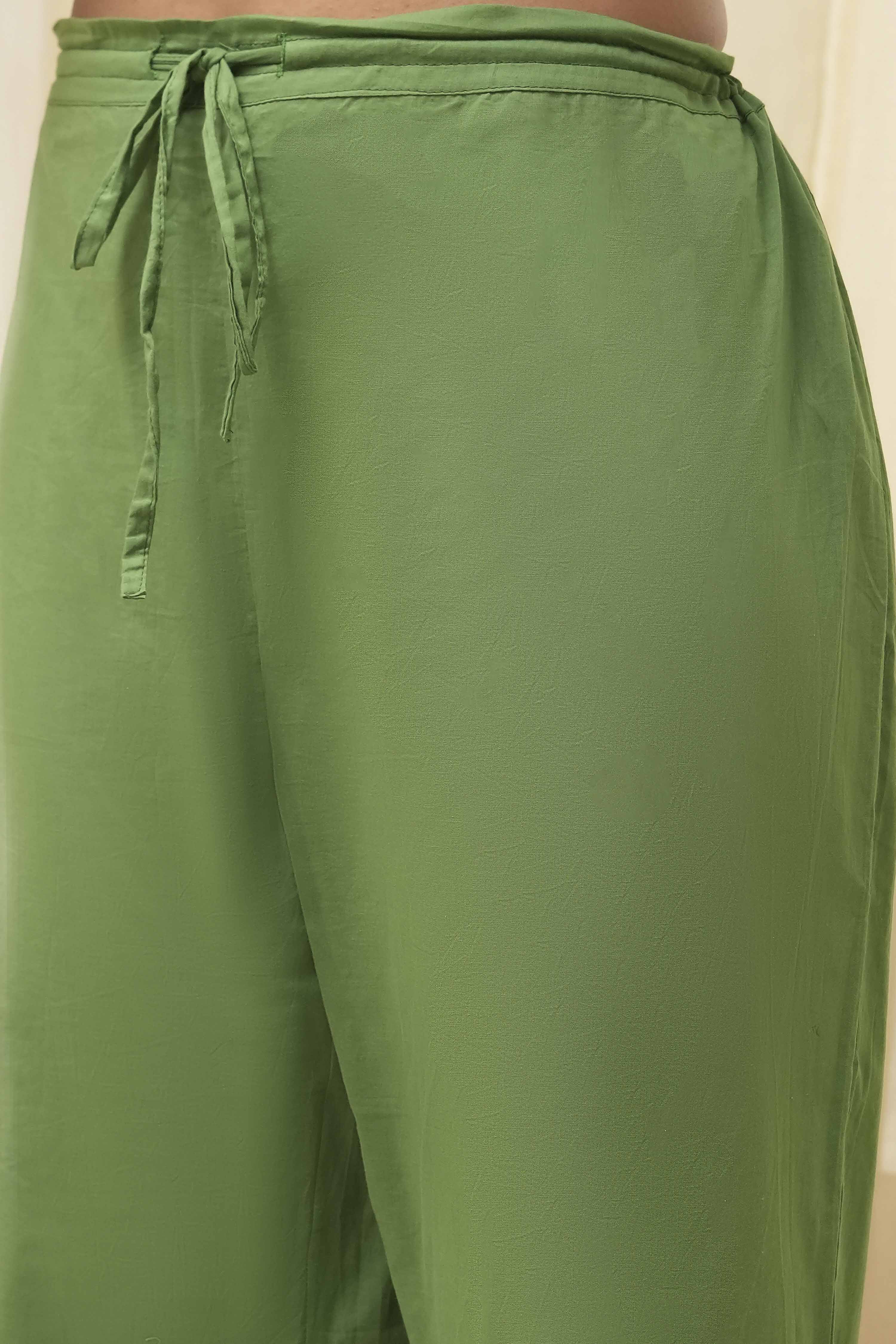 Blue Cotton Straight Kurta Palazzo Suit Set image number 2