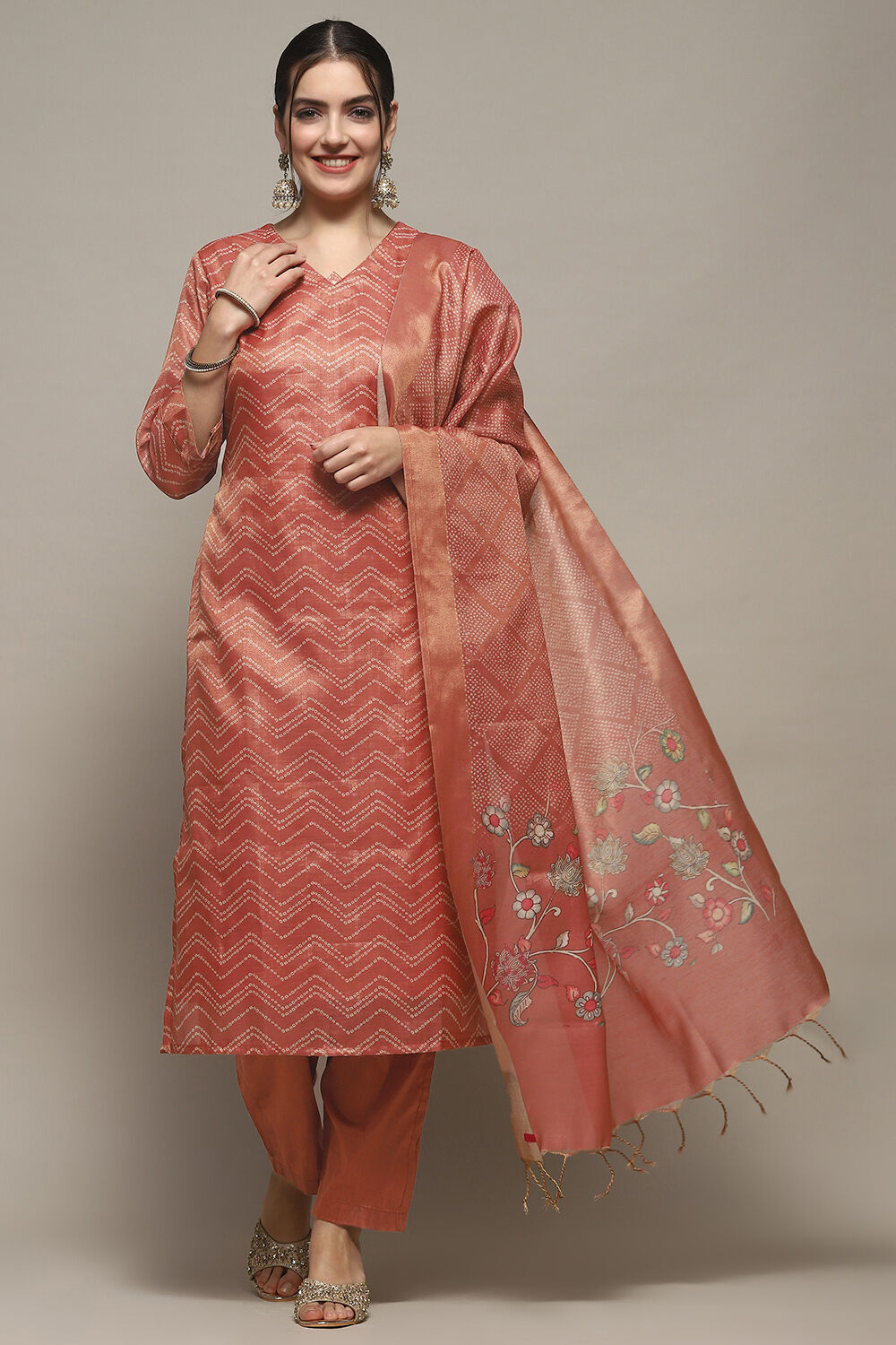 Rust Tissue Unstitched Suit set image number 1