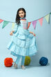 Blue Cotton Tiered Kurta Churidar Suit Set image number 0