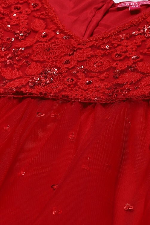 Red Nylon Flared Gown image number 1