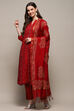 Orange Cotton Unstitched Suit set image number 5