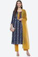 Indigo Cotton Unstitched Suit Set image number 7