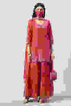 Fuchsia Cotton Sharara Set Kurta Sharara Suit Set image number 5