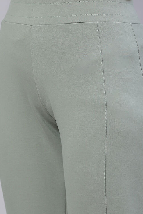 Navy Straight Poly Viscose Leggings image number 1