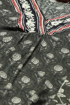 Charcoal LIVA A-Line Kurta Palazzo Suit Set image number 1