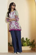 Sage Green Cotton Floral Printed Straight Kurti