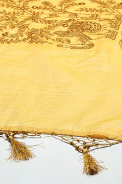 Yellow Cotton Blend Unstitched Suit set image number 4