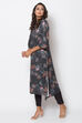 Black Straight Printed Kurta image number 3