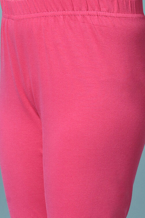 Pink Cotton Blend Straight Kurta Churidar Suit Set image number 3