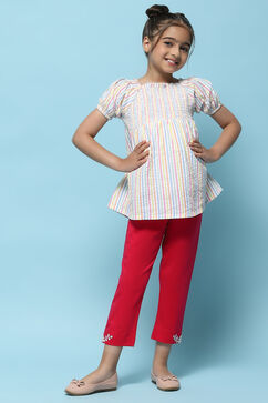 Fuchsia Cotton Lycra Regular Fit Capri image number 0