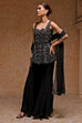 Black Polyester Embroidered Sharara Suit Set image number 2