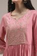 Black Embroidered Gathered Suit Set image number 1