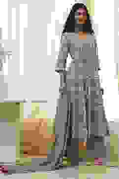 Green Cotton Printed Anarkali Suit Set image number 0