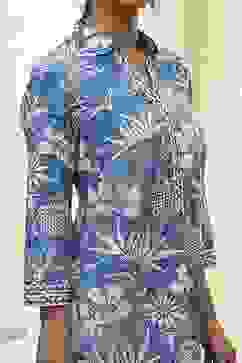 Blue Pure Cotton Floral Straight Kurta image number 1