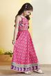 Pink Printed Cotton Lehenga Set image number 4