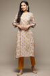 Carbon Yellow Cotton Straight Printed Kurta