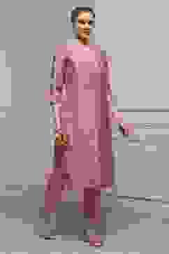 Pink Chanderi Blend Printed Embroidered Unstitched Suit Set image number 6