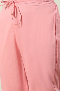 Blush Peach Yarndyed A-Line Kurta Regular Pant Suit Set image number 3