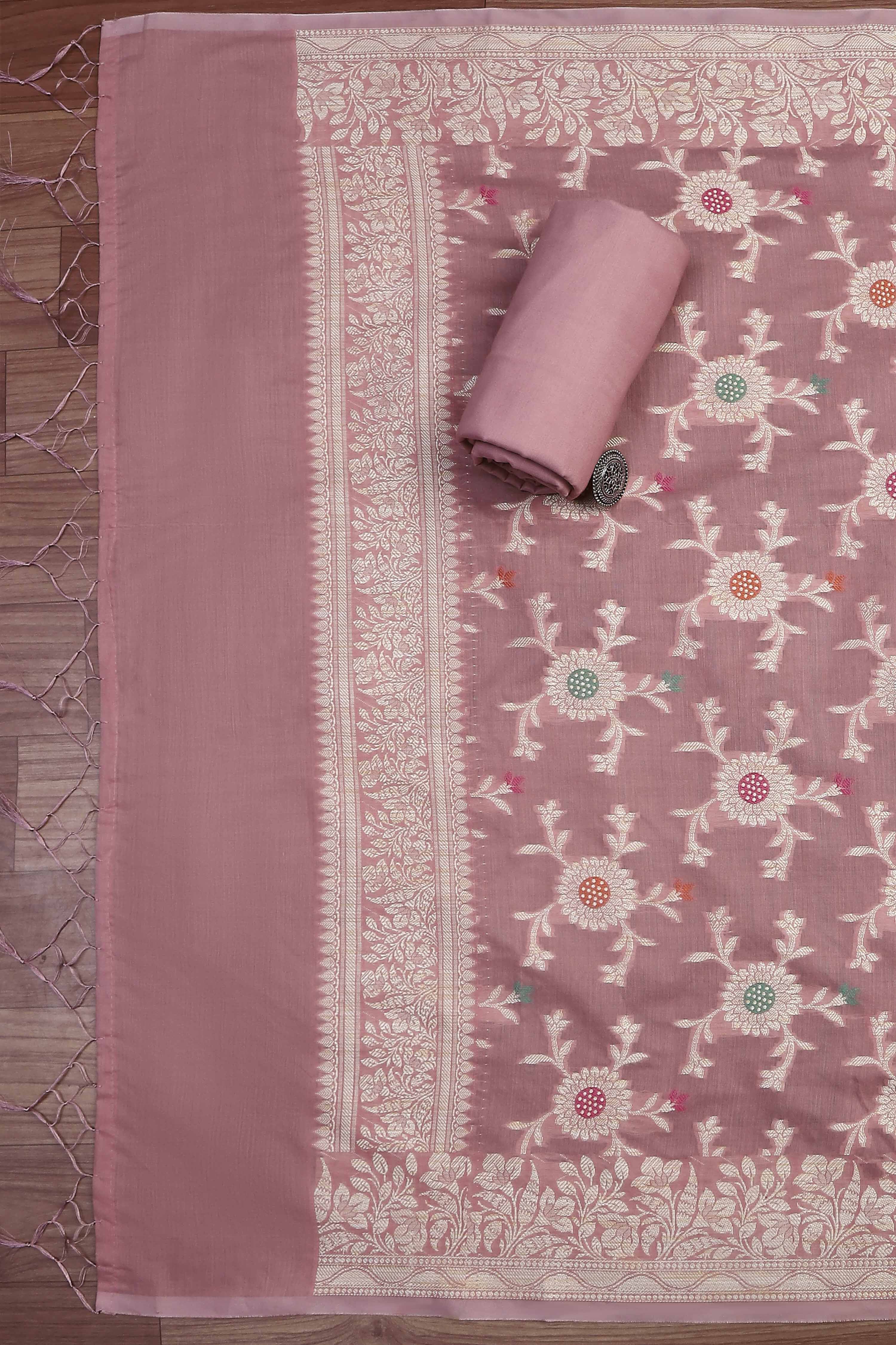 Light Green Cotton Printed Embroidered Unstitched Suit Set image number 3