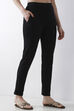 Blue Cotton Lycra Straight Pants image number 3