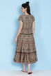 Sage Green Cotton Fusion Wear Dress image number 6