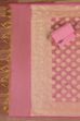 Pink Cotton Printed Embroidered Unstitched Suit Set image number 3