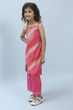 Pink Viscose Blend Kurta Pants Set image number 1