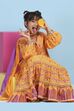 Orange Cotton Printed Tiered Suit Set image number 0