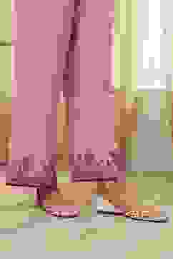 Light Pink Cotton Floral Straight Kurta Set image number 1