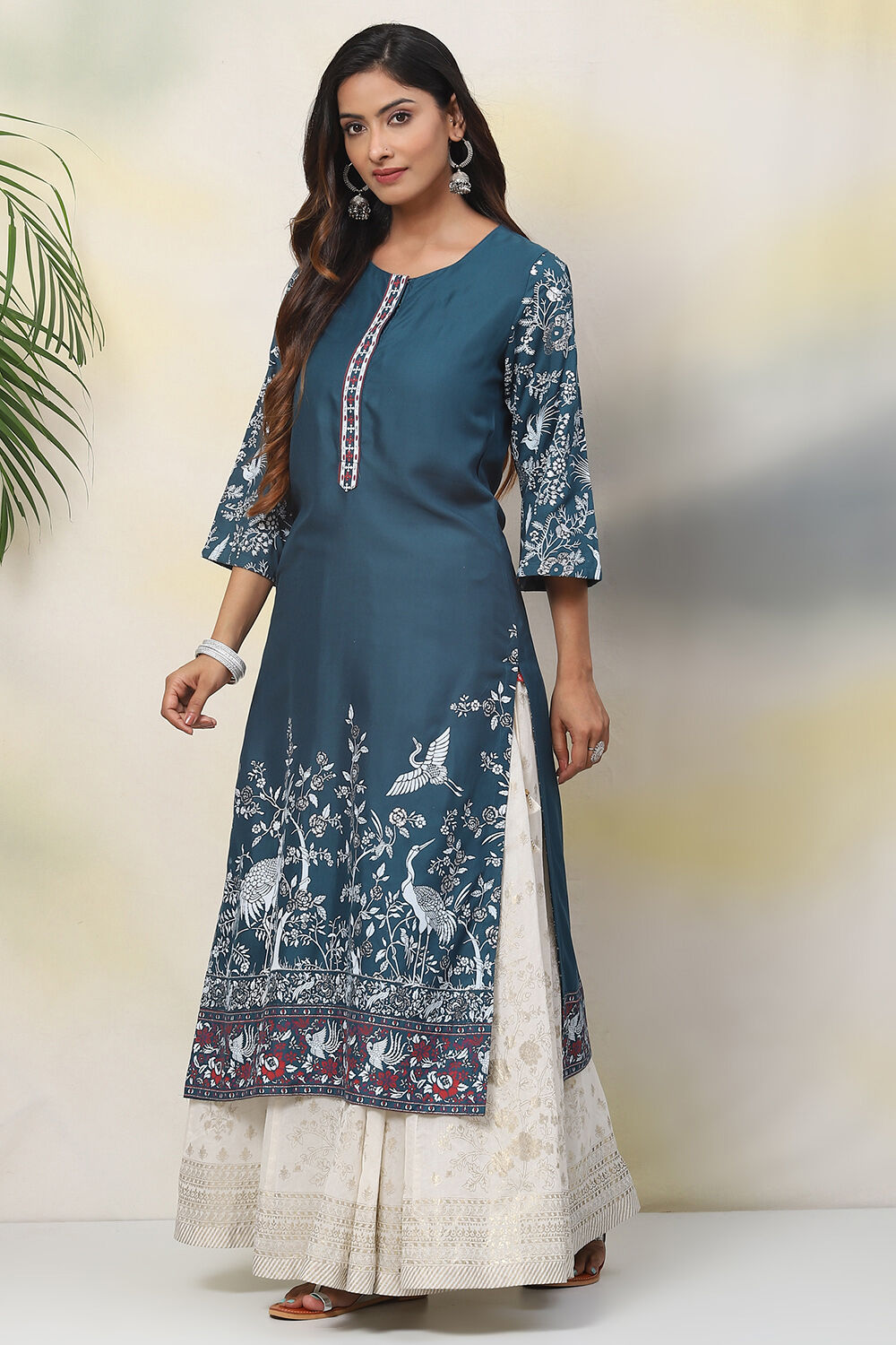 Ochre Straight Viscose Kurta image number 2