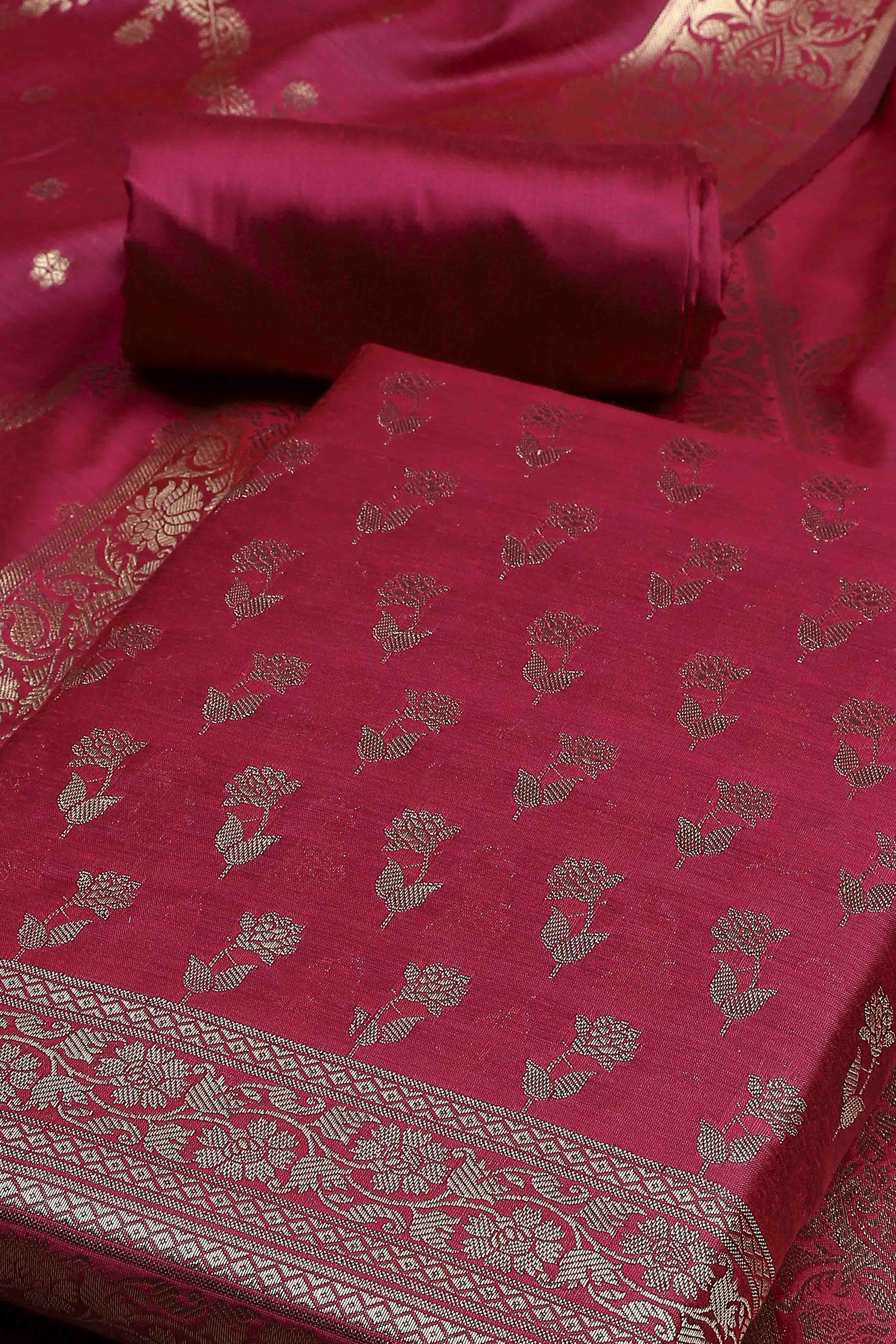 Turquoise Cotton Printed Embroidered Unstitched Suit Set image number 1