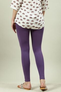 Violet Solid Knitted Leggings image number 4