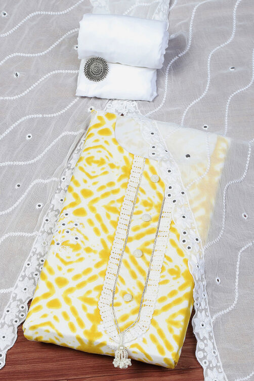 Yellow Cotton Unstitched Suit set image number 0