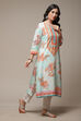 Sky Blue LIVA Straight Printed Kurta image number 4