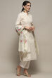 Off White Chanderi Unstitched Suit set image number 7