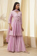 Off-White Cotton Metallic Flared Suit Set image number 5