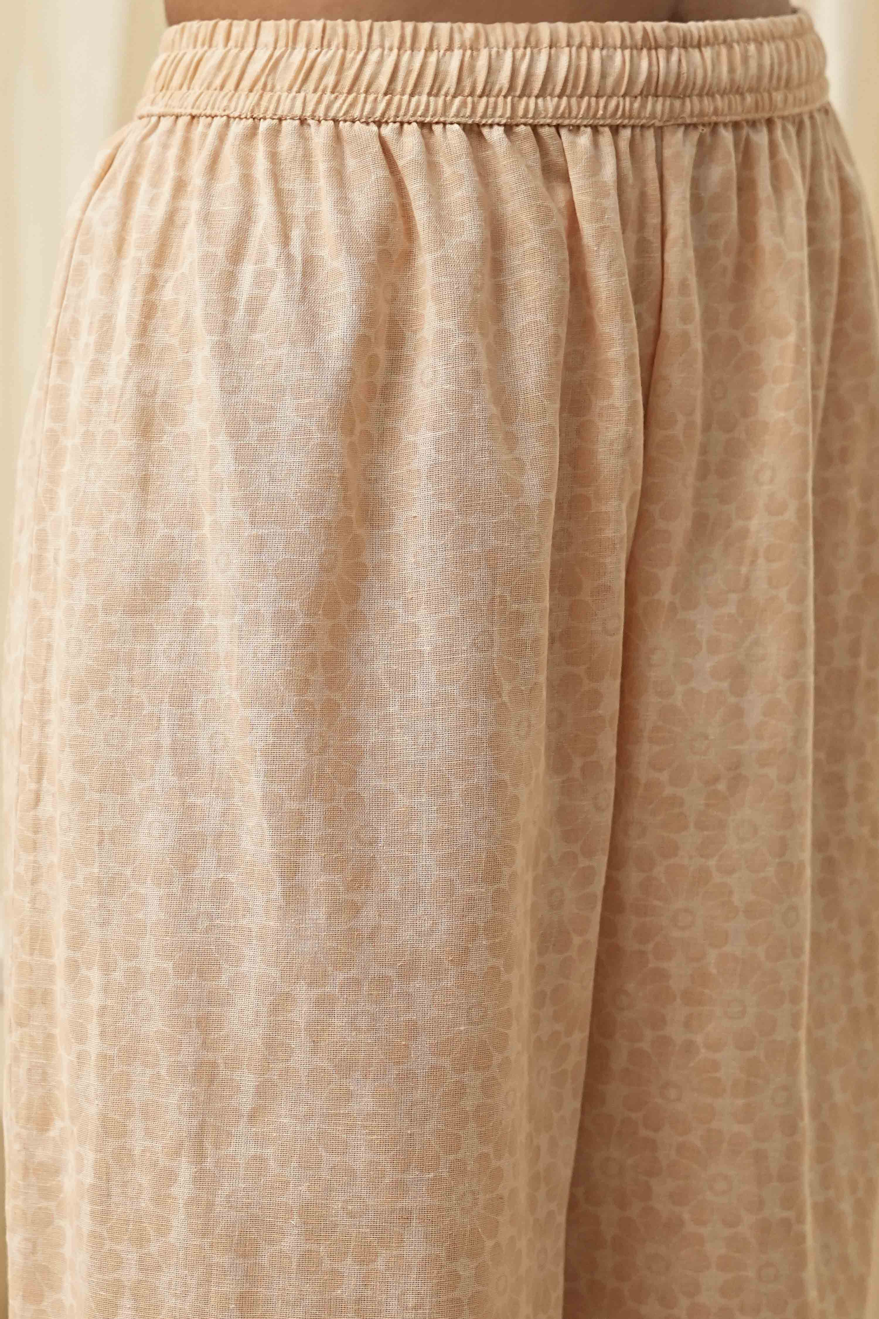 Beige Cotton Blend Straight Kurta Set image number 2