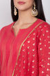 Red Cotton Straight Kurta Sharara Suit Set image number 1