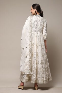 Ivory Cotton Anarkali Kurta Sharara Suit Set image number 4