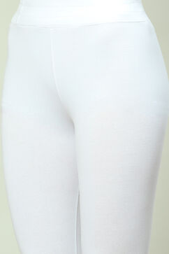 White Cotton Blend Dyed Leggings image number 1
