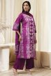 Berry Purple Cotton Straight Suit Set image number 5