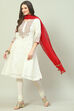 Off White Art Silk Anarkali Kurta Churidar Suit Set image number 6