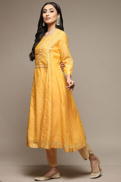 Mango Art Silk Flared Printed Kurta image number 3